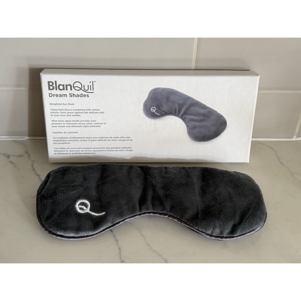 BlanQuil Dream Shades Weighted Eye Mask Single Sleep Mask Gray Fleece Sateen